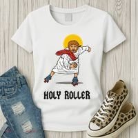 Holy Roller T Jesus Roller Skates Skating Women's T-Shirt thumb 3