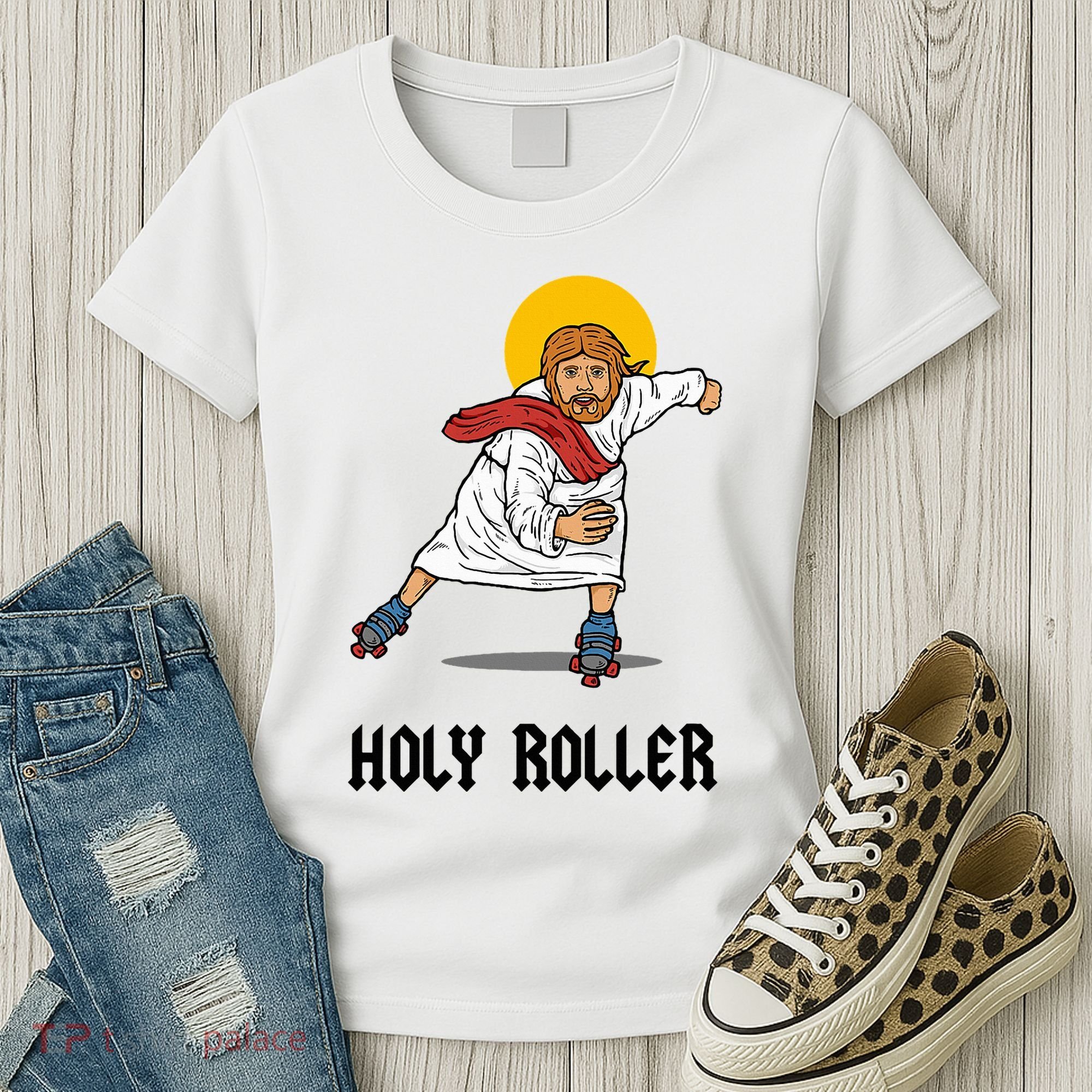 Holy Roller T Jesus Roller Skates Skating Women's T-Shirt
