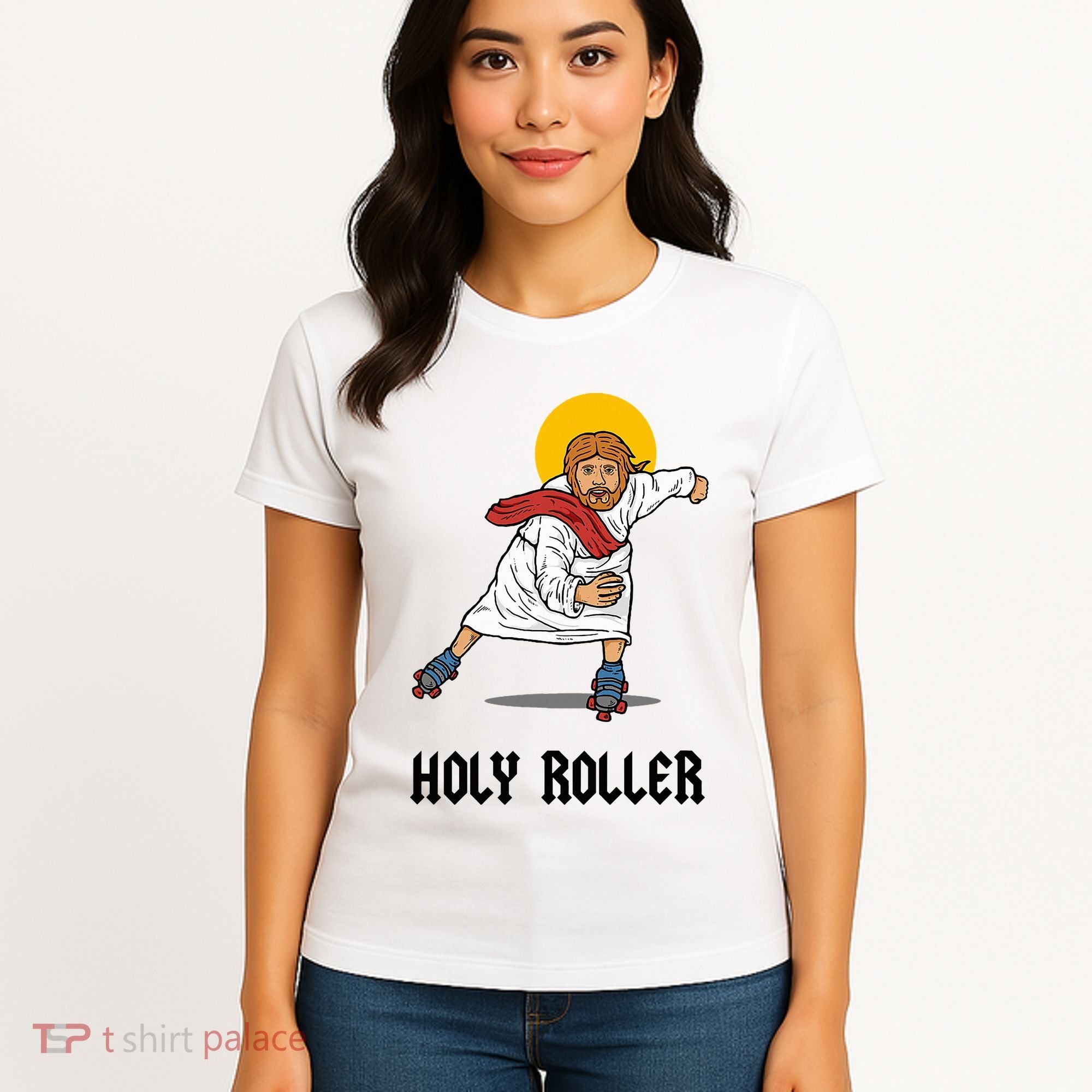 Holy Roller T Jesus Roller Skates Skating Women's T-Shirt