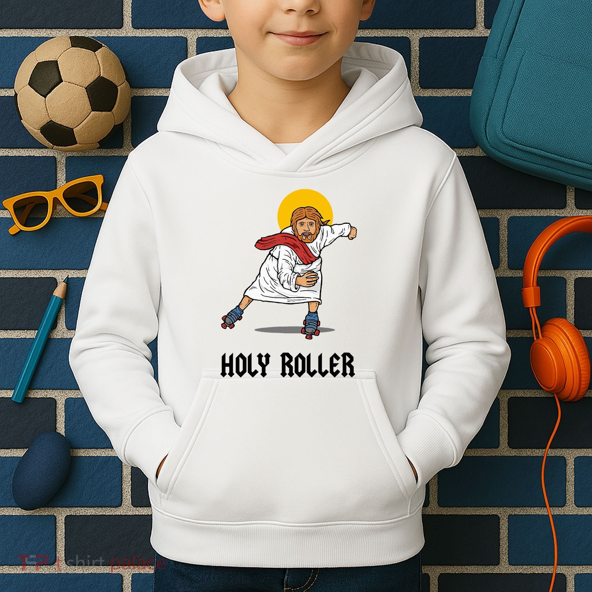 Holy Roller T Jesus Roller Skates Skating Kids Hoodie