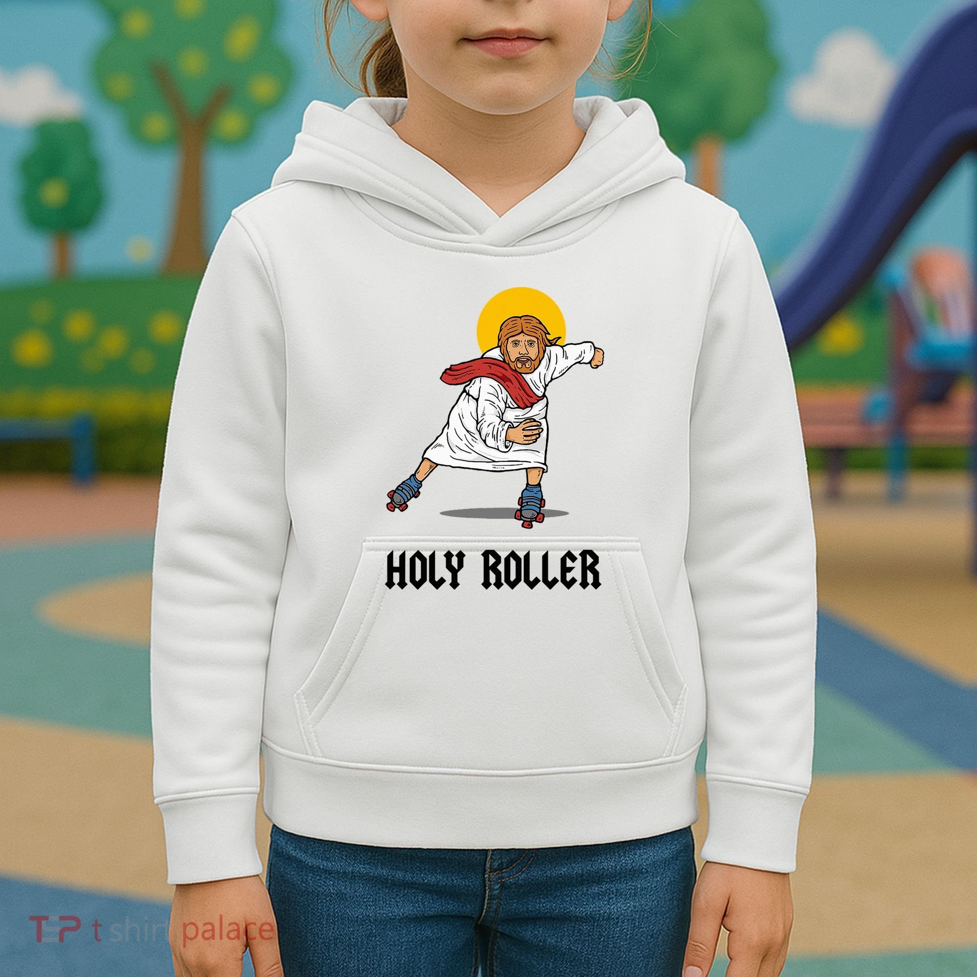 Holy Roller T Jesus Roller Skates Skating Kids Hoodie