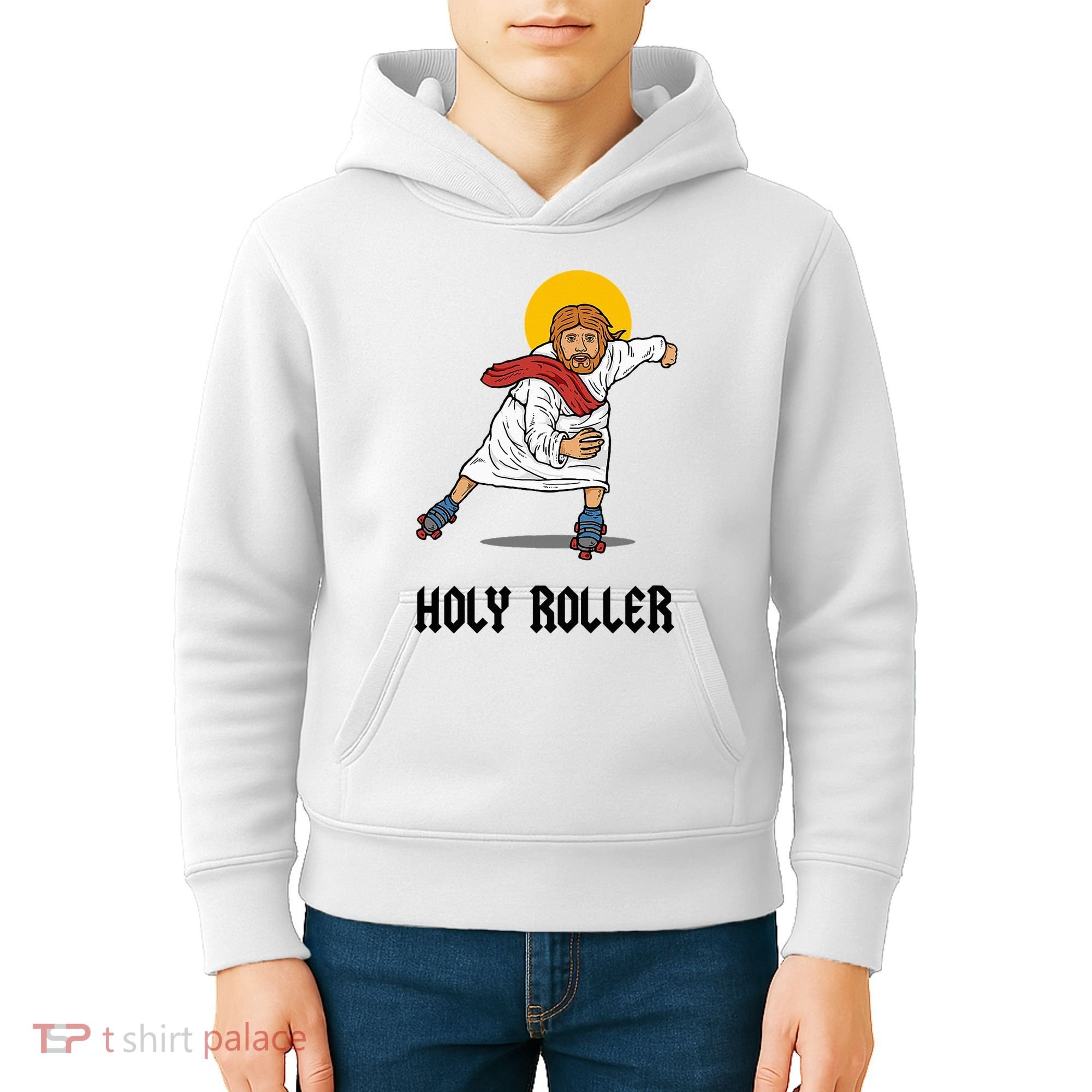 Holy Roller T Jesus Roller Skates Skating Kids Hoodie