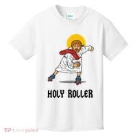 Holy Roller T Jesus Roller Skates Skating Kids T-Shirt thumb 0