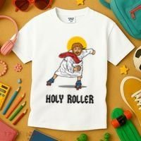 Holy Roller T Jesus Roller Skates Skating Kids T-Shirt thumb 3