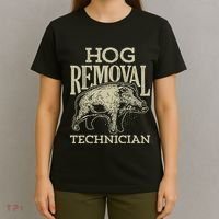 Hog Removal Technician Boar Hunting Vintage Pig T-Shirt thumb 4