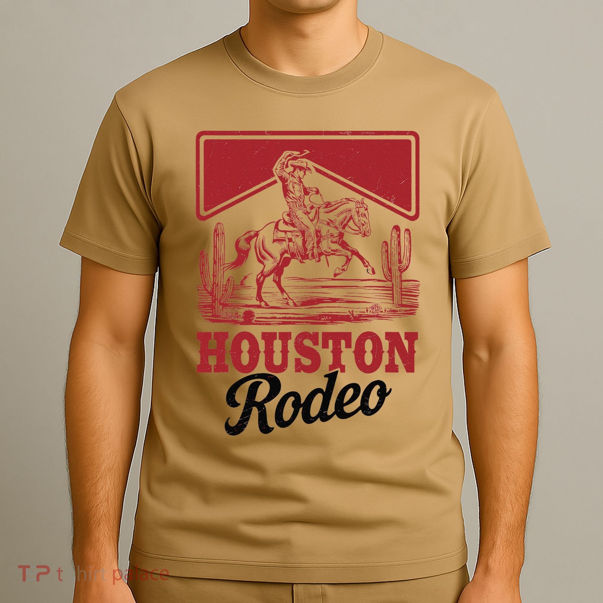 Houston Rodeo Vintage Bronc Horse Riding Cowboy T-Shirt