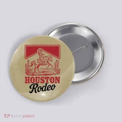 Houston Rodeo Vintage Bronc Horse Riding Cowboy Button