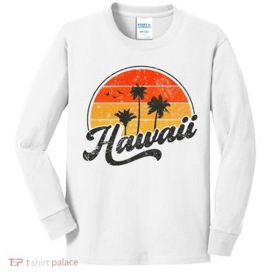 Hawaii Retro Vintage Sunset Kids Long Sleeve Shirt