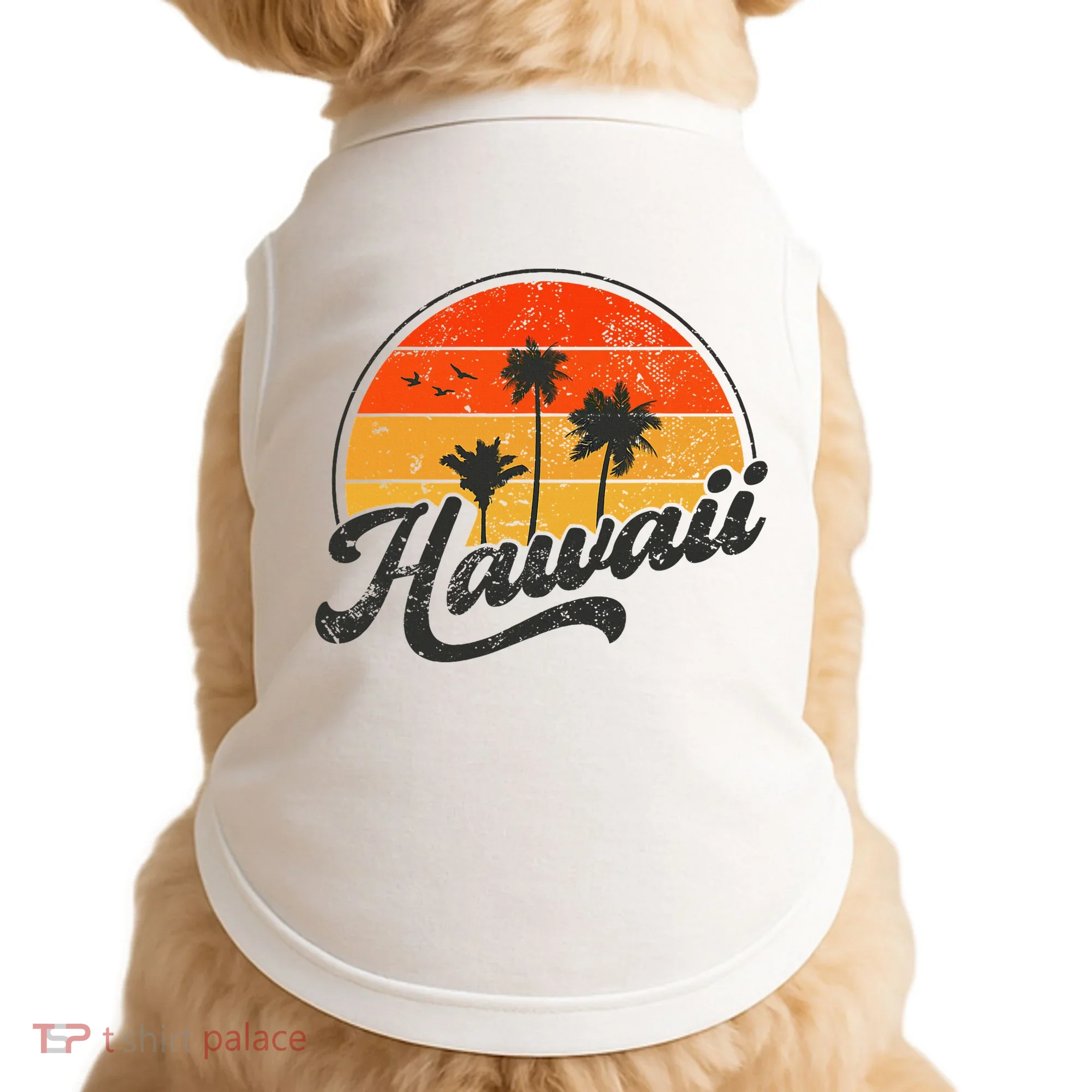 Hawaii Retro Vintage Sunset Doggie Tank