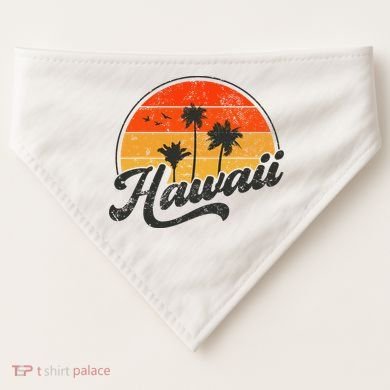Hawaii Retro Vintage Sunset USA-Made Doggie Bandana