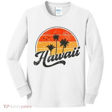 Hawaii Retro Vintage Sunset Kids Long Sleeve Shirt