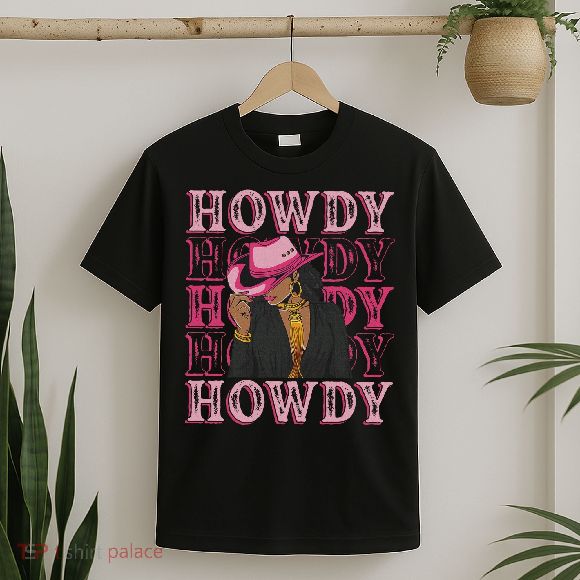 Howdy Retro Western Black Cowgirl African American Women T-Shirt