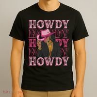 Howdy Retro Western Black Cowgirl African American Women T-Shirt thumb 3