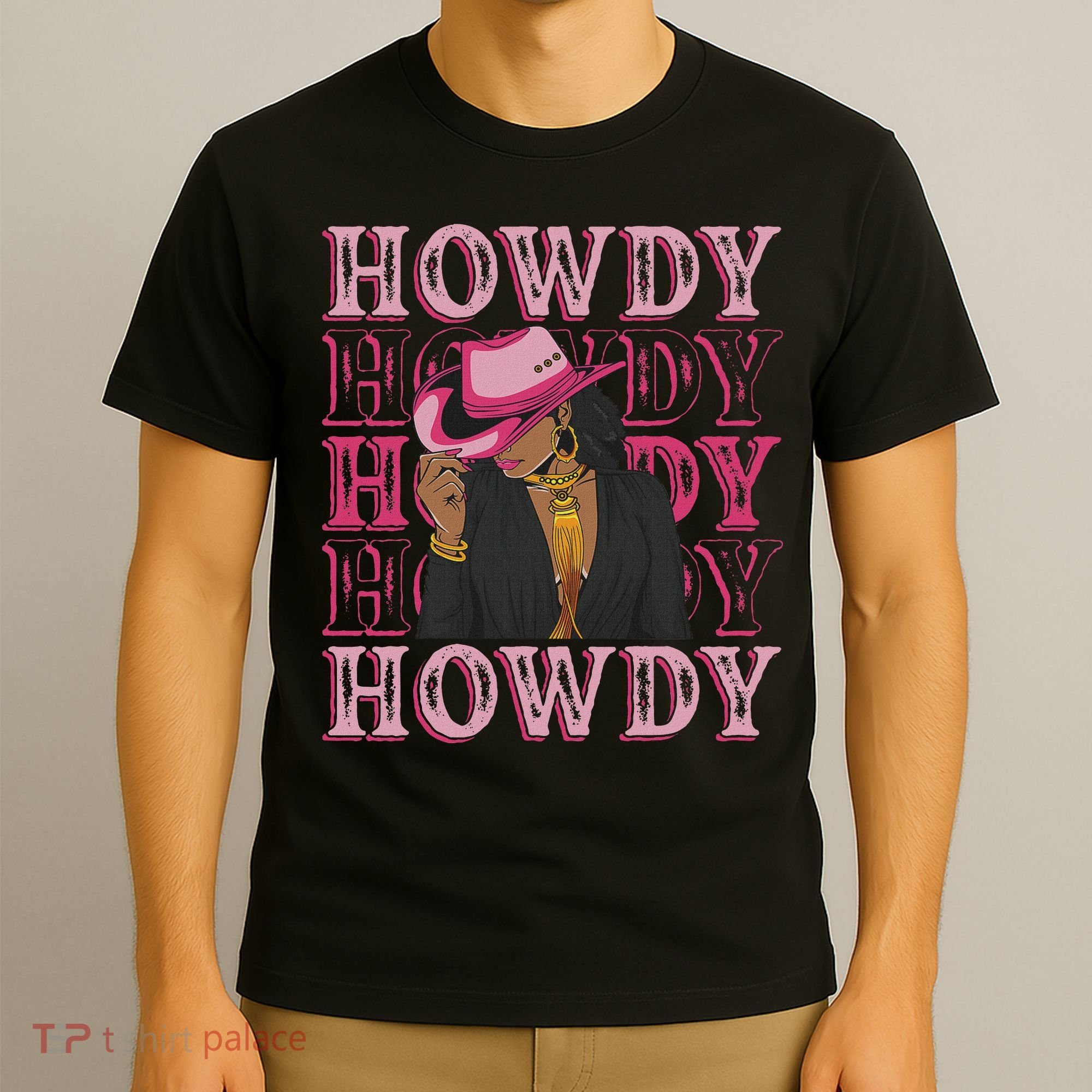 Howdy Retro Western Black Cowgirl African American Women T-Shirt