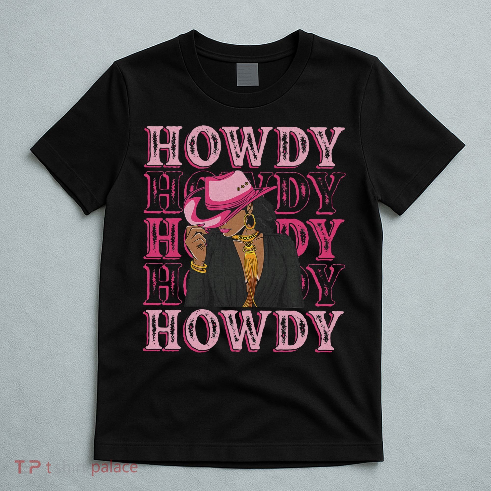 Howdy Retro Western Black Cowgirl African American Women T-Shirt