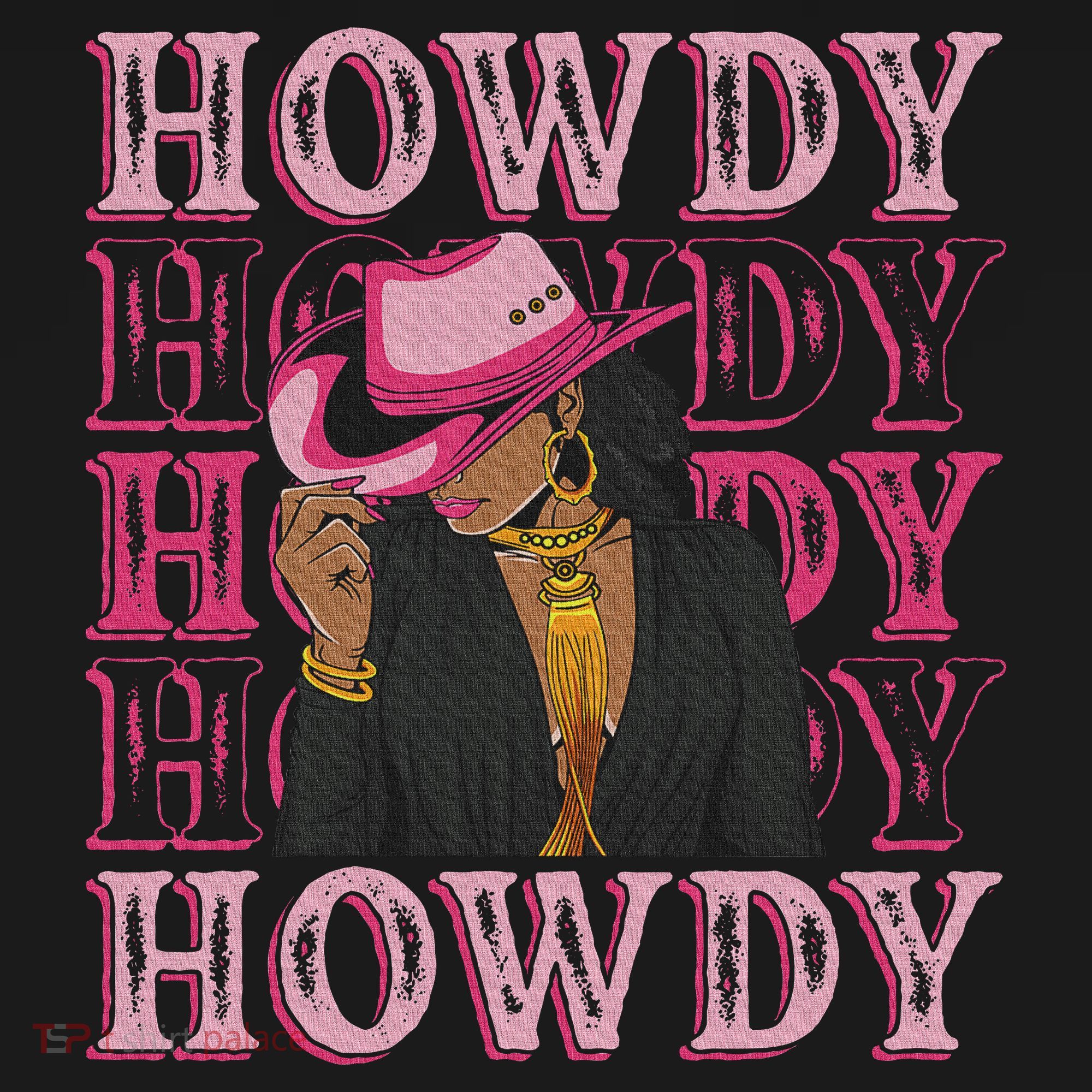 Howdy Retro Western Black Cowgirl African American Women T-Shirt
