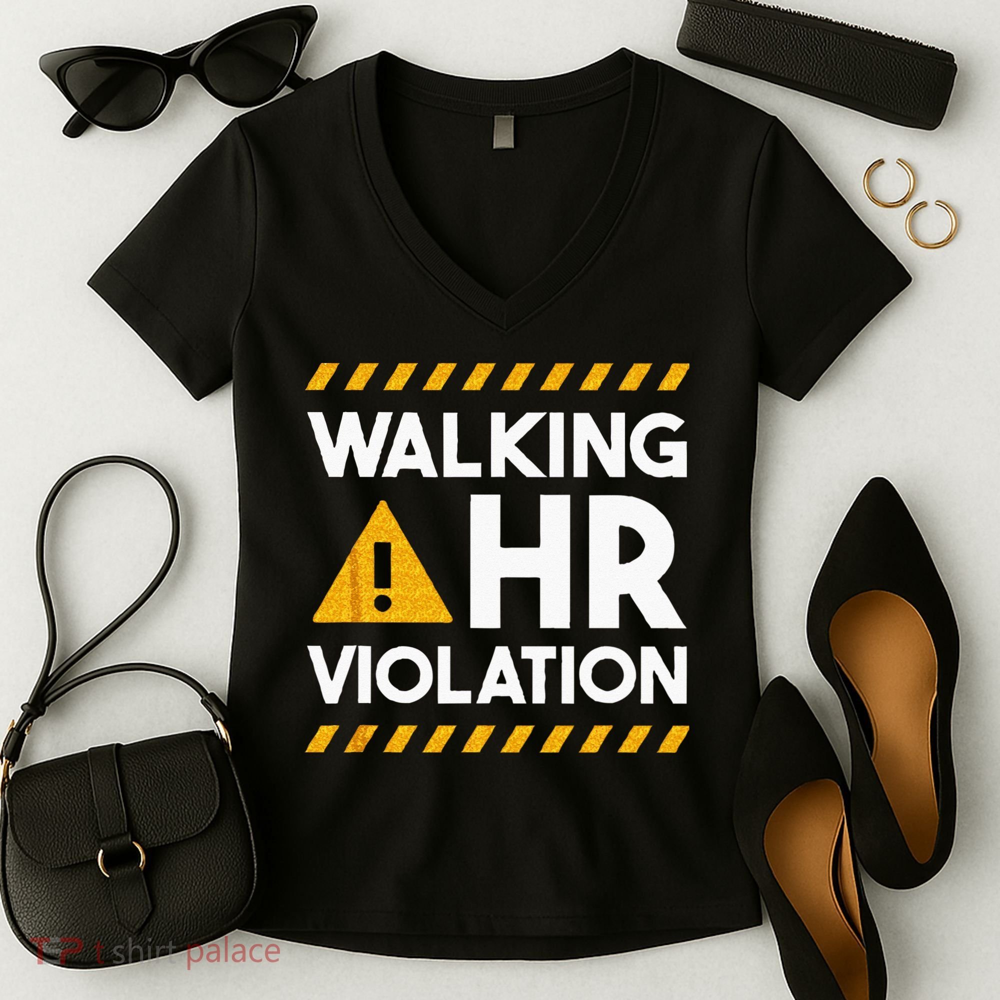 Human Resources Walking HR Violation Women's V-Neck T-Shirt