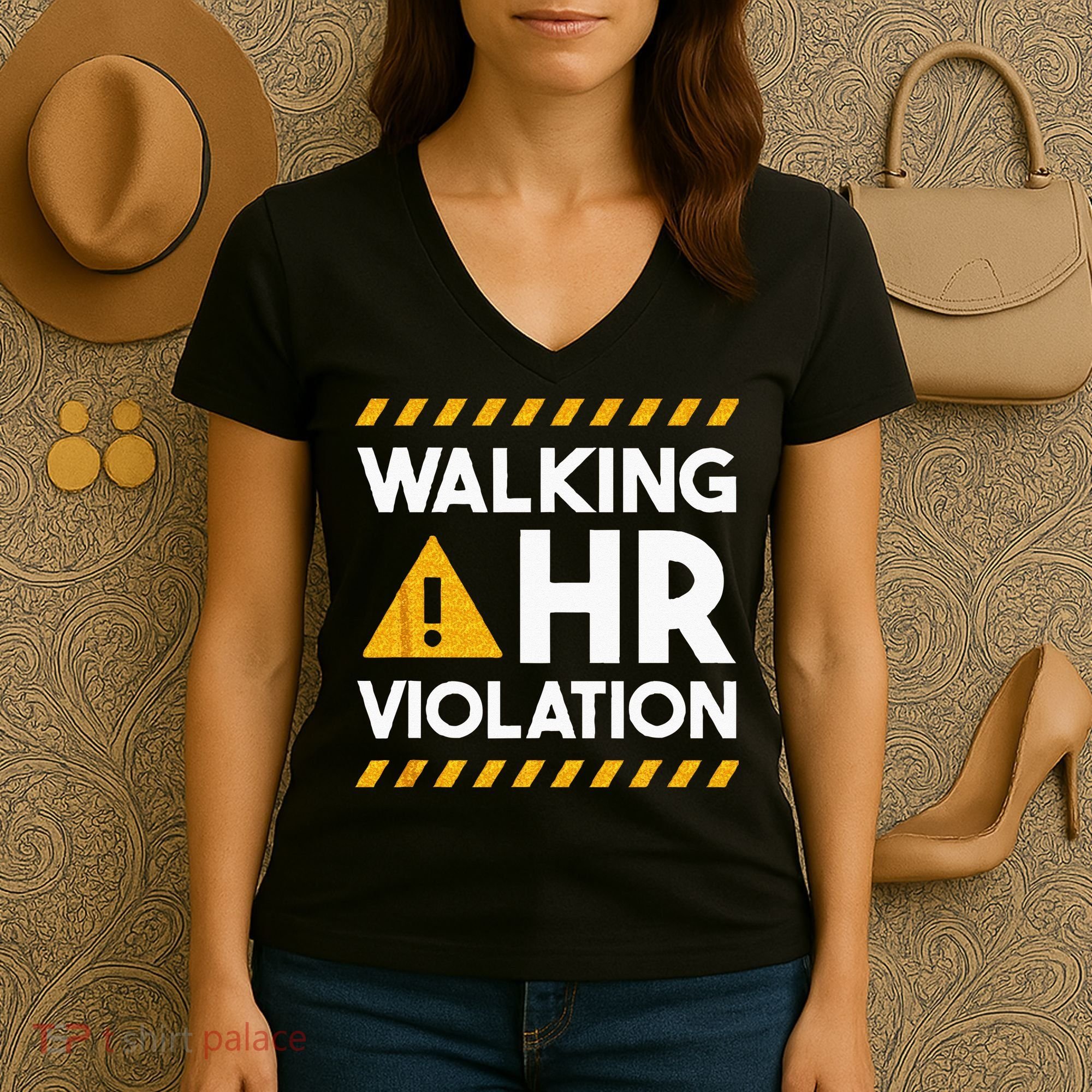 Human Resources Walking HR Violation Women's V-Neck T-Shirt