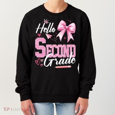 Hello Second 2nd Grade First Day Of School Coquette Teacher Women's Sweatshirt