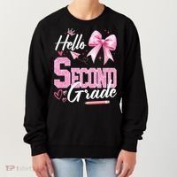 Hello Second 2nd Grade First Day Of School Coquette Teacher Women's Sweatshirt thumb 0