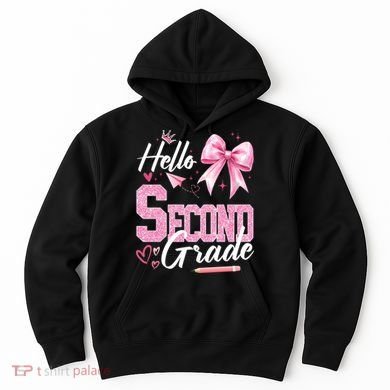 Hello Second 2nd Grade First Day Of School Coquette Teacher Hoodie
