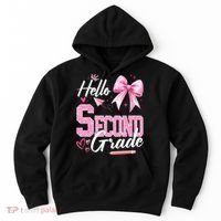 Hello Second 2nd Grade First Day Of School Coquette Teacher Hoodie thumb 0
