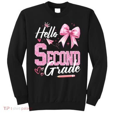 Hello Second 2nd Grade First Day Of School Coquette Teacher Sweatshirt