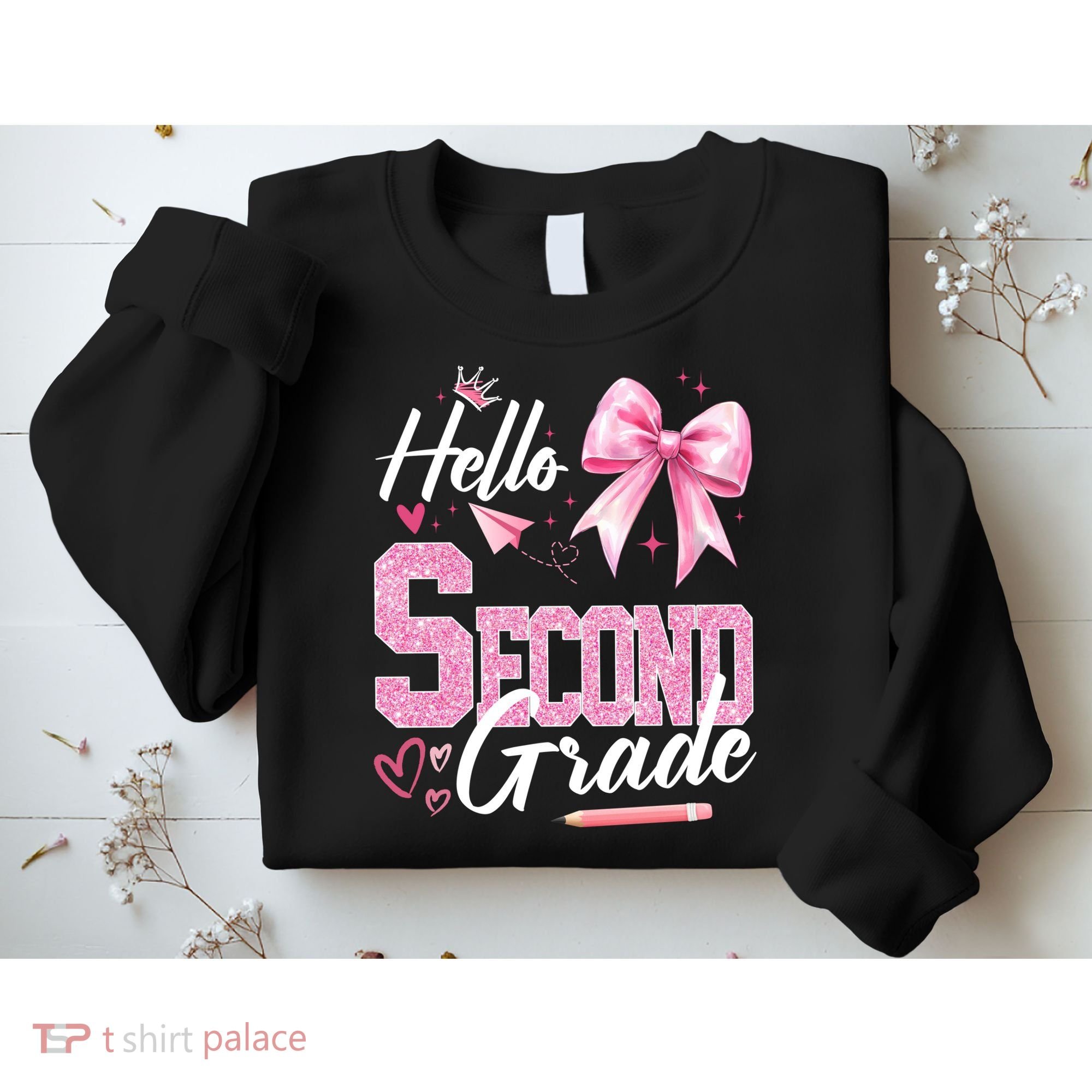 Hello Second 2nd Grade First Day Of School Coquette Teacher Sweatshirt