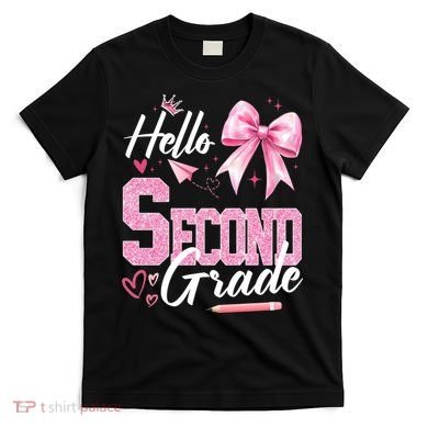 Hello Second 2nd Grade First Day Of School Coquette Teacher T-Shirt