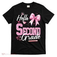 Hello Second 2nd Grade First Day Of School Coquette Teacher T-Shirt thumb 0
