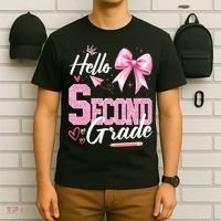 Hello Second 2nd Grade First Day Of School Coquette Teacher T-Shirt thumb 6