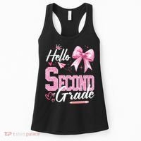 Hello Second 2nd Grade First Day Of School Coquette Teacher Women's Tank Top thumb 0