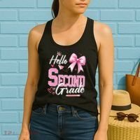 Hello Second 2nd Grade First Day Of School Coquette Teacher Women's Tank Top thumb 2
