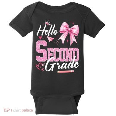 Hello Second 2nd Grade First Day Of School Coquette Teacher Baby Bodysuit