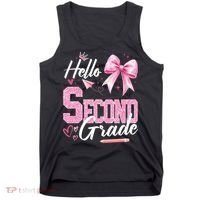 Hello Second 2nd Grade First Day Of School Coquette Teacher Tank Top thumb 0