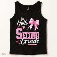 Hello Second 2nd Grade First Day Of School Coquette Teacher Tank Top thumb 2