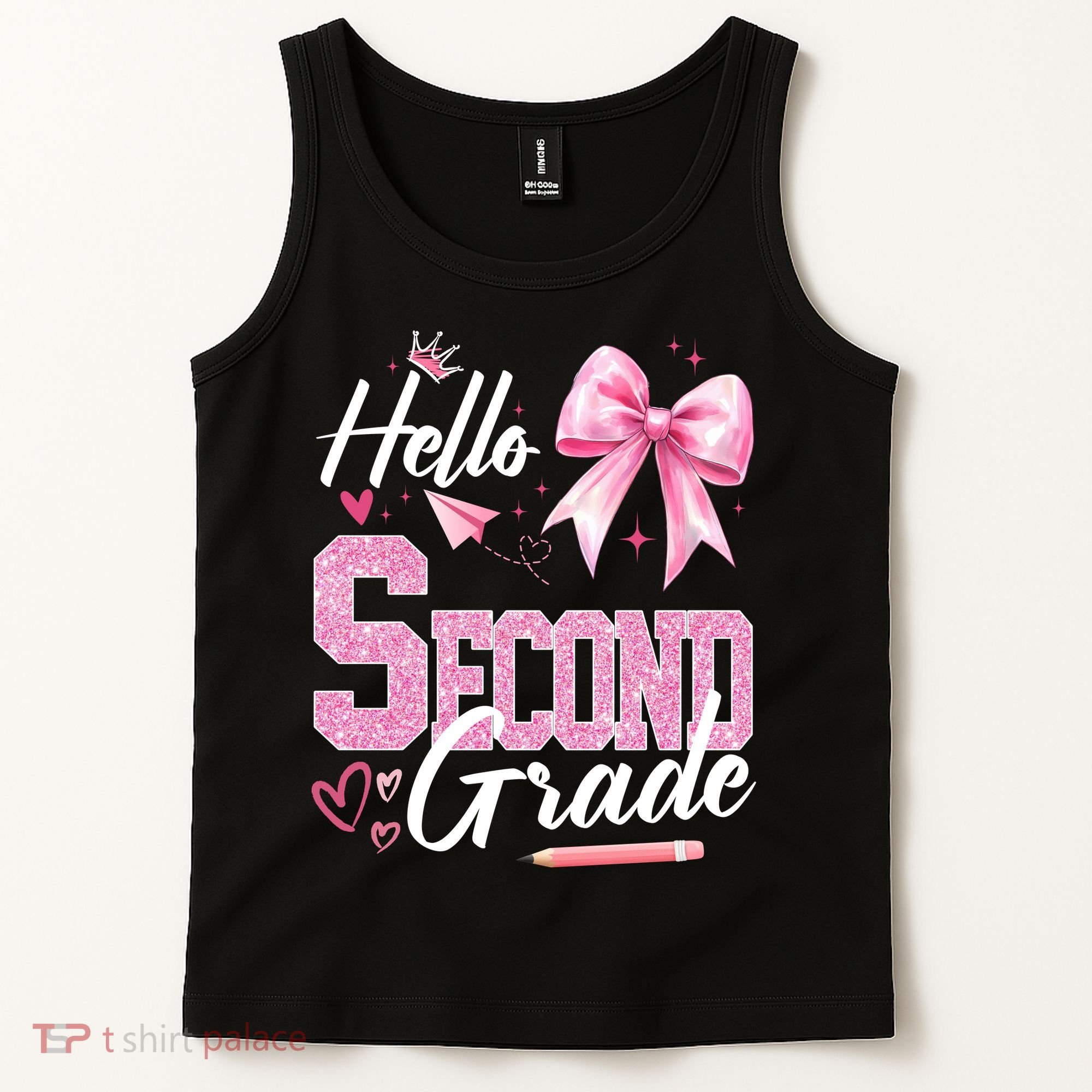 Hello Second 2nd Grade First Day Of School Coquette Teacher Tank Top