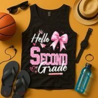 Hello Second 2nd Grade First Day Of School Coquette Teacher Tank Top thumb 4
