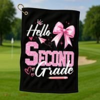 Hello Second 2nd Grade First Day Of School Coquette Teacher Golf Towel thumb 1