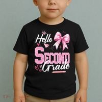 Hello Second 2nd Grade First Day Of School Coquette Teacher Toddler T-Shirt thumb 2
