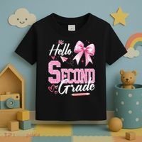 Hello Second 2nd Grade First Day Of School Coquette Teacher Toddler T-Shirt thumb 3