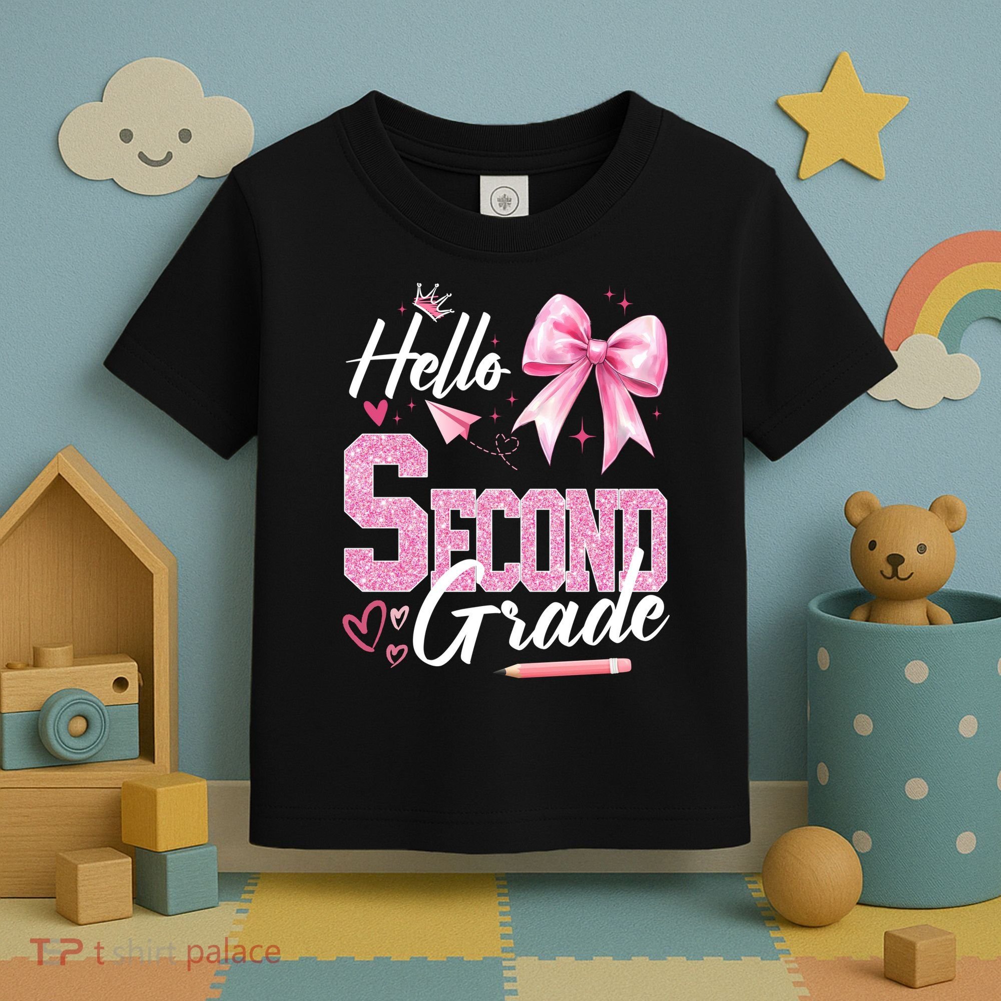 Hello Second 2nd Grade First Day Of School Coquette Teacher Toddler T-Shirt