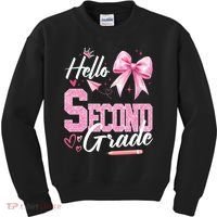 Hello Second 2nd Grade First Day Of School Coquette Teacher Kids Sweatshirt thumb 0