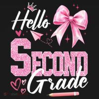 Hello Second 2nd Grade First Day Of School Coquette Teacher Kids Sweatshirt thumb 2