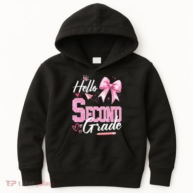Hello Second 2nd Grade First Day Of School Coquette Teacher Kids Hoodie