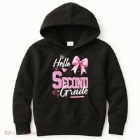 Hello Second 2nd Grade First Day Of School Coquette Teacher Kids Hoodie thumb 0