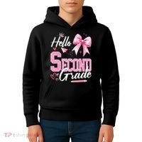 Hello Second 2nd Grade First Day Of School Coquette Teacher Kids Hoodie thumb 4