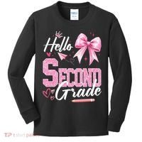 Hello Second 2nd Grade First Day Of School Coquette Teacher Kids Long Sleeve Shirt thumb 0