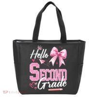 Hello Second 2nd Grade First Day Of School Coquette Teacher Tote Bag thumb 0