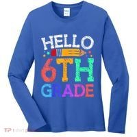 Hello Sixth 6Th Grade Back To School Students Teachers Gift Women's Long Sleeve Shirt thumb 0